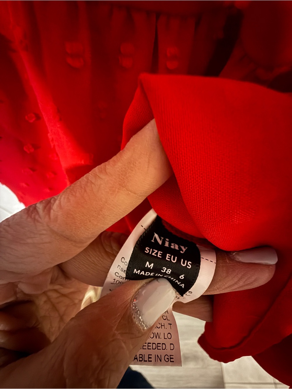 Red Tiered Button-Front women’s Dress - Picture 5 of 5
